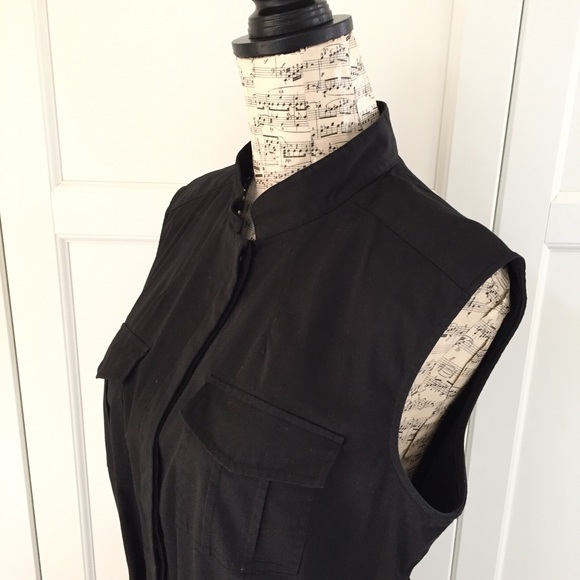 ❇️Ann Taylor Black Utility Button Front Dress - Picture 5 of 7
